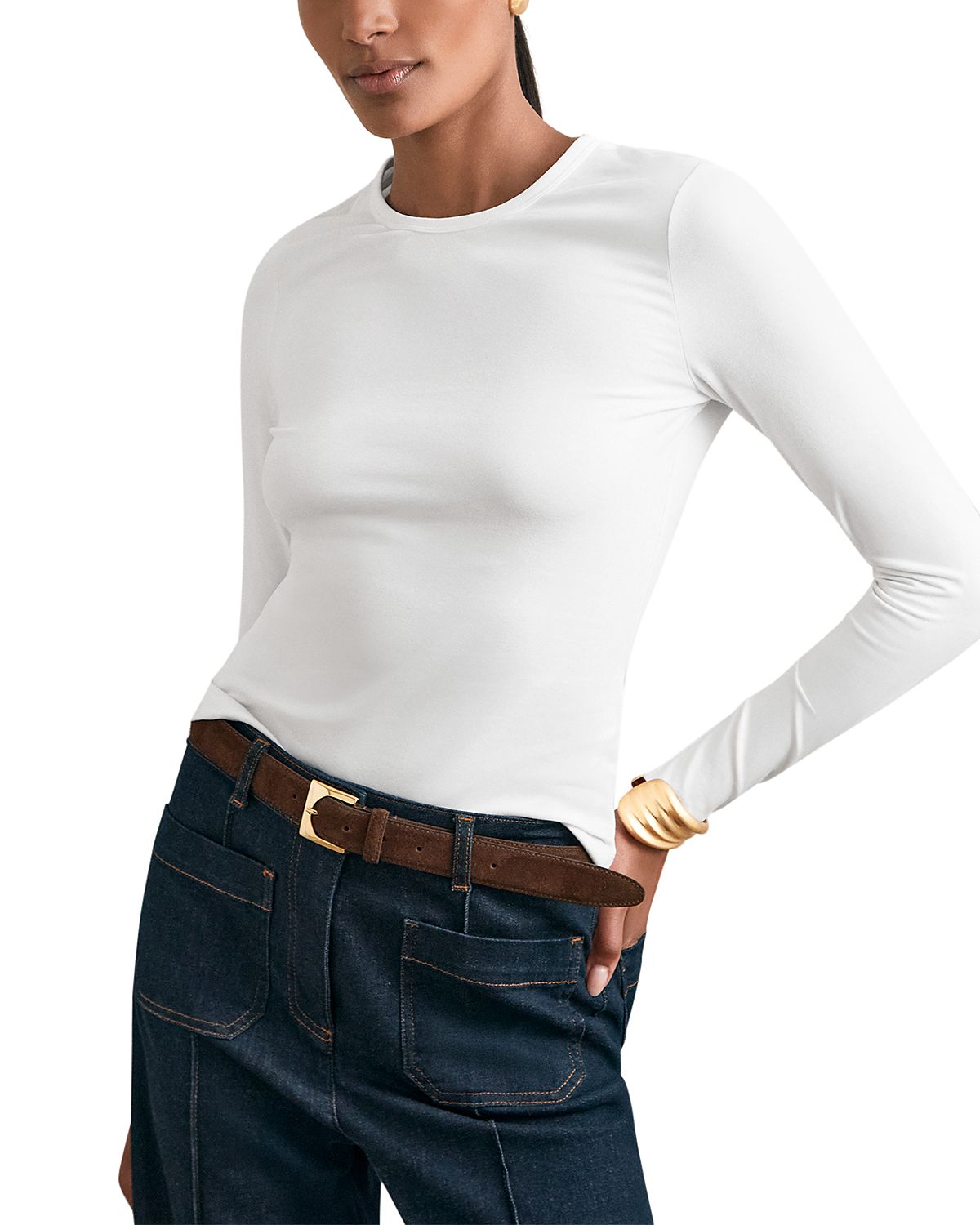 Reiss Crewneck Long Sleeve Top