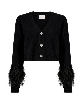 Bria Feather Trim Cardigan 