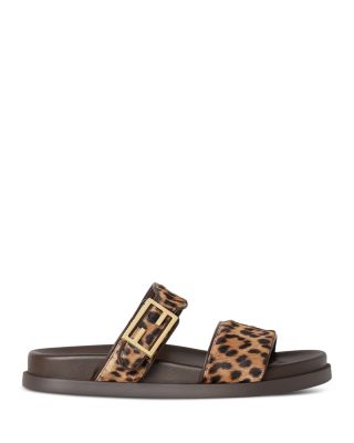 Women's Fendi Feel Printed Cavallino Calfskin Slides