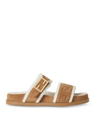 Women's Fendi Feels Shearling Lined Slides