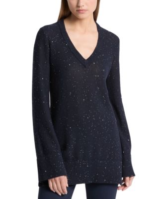 Linen Blend V Neck Sweater