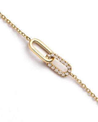 Solid Yellow Gold Lab Grown Diamond Link Bracelet