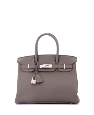 Birkin 30 Handbag Grey Clemence with Palladium Hardware