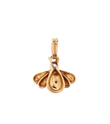  Bumble Bee Charm 18K Gold with Diamond and Enamel, 0.6"