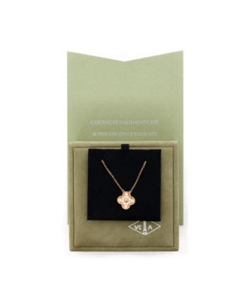  Vintage Alhambra Pendant Necklace 18K Rose Gold and Diamonds, 17 - 18.75"