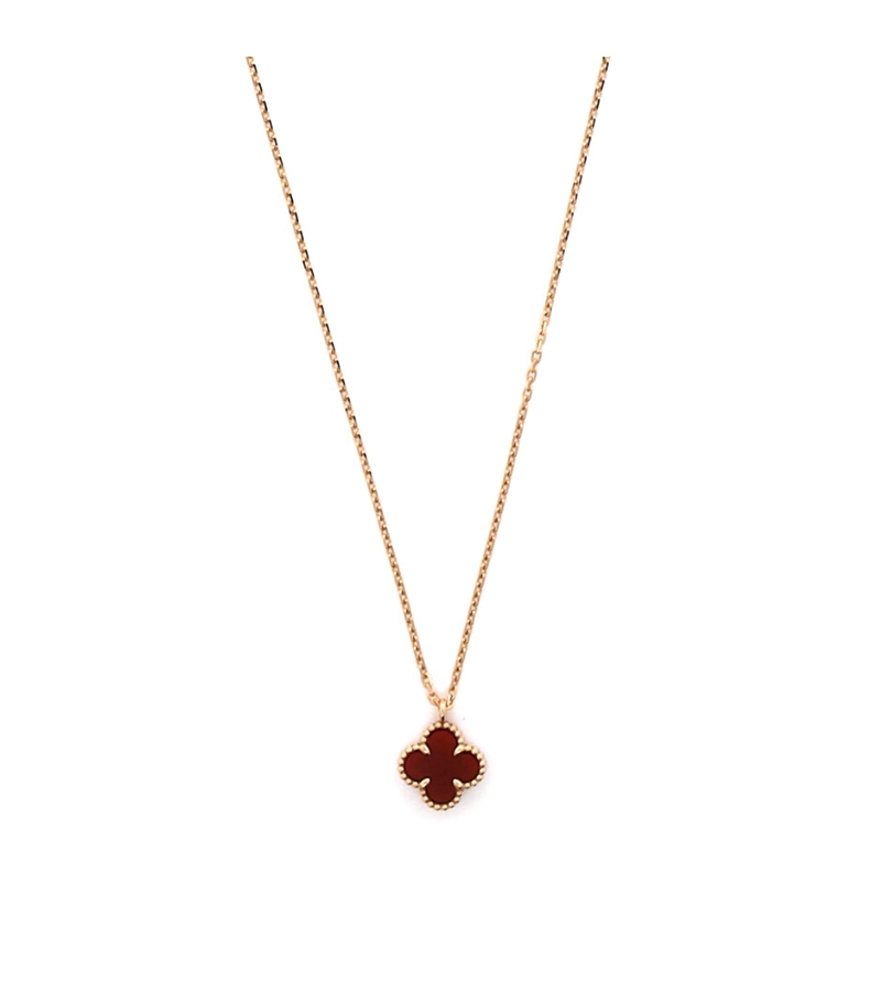 Click to view more detailed imagery on our partner's website Pre-owned Pre-owned Van Cleef & Arpels Van Cleef & Arpels Sweet Alhambra Pendant Necklace 18k Rose Gold And Carnelian, 15 - 15.75 In Pink