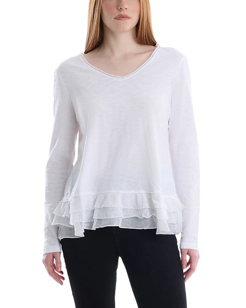 Wilt Clothing Mixed Media Ruffle Hem Tee
