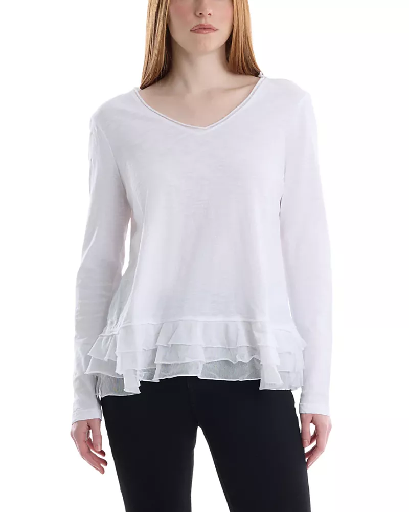 Wilt Clothing Mixed Media Ruffle Hem Tee