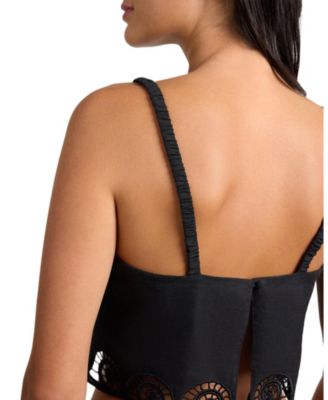  Air Linen Scallop Cropped Top