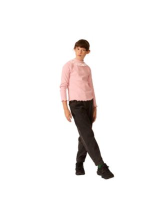 Unisex Ribbed Mock Neck Top with Lace Collar