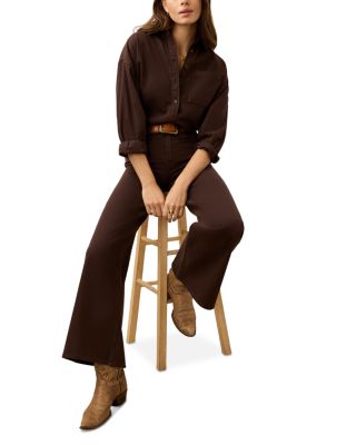 Saturday High Rise Wide Leg Jeans in Chocolate Brown
