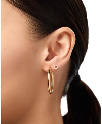  Solid Yellow Gold Lab Grown Diamond Circle Studs