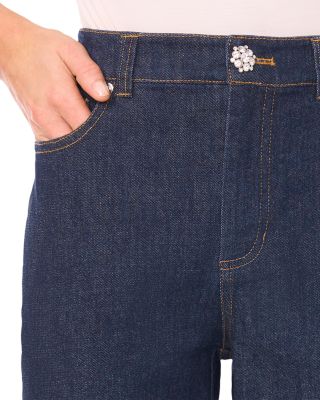 Cropped Flare Bow Detail Jeans in Indigo Night