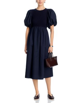 Puffed Sleeve Midi Dress