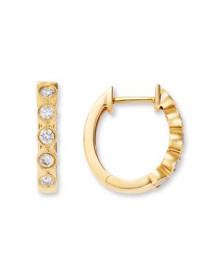 Diamond Huggie Hoop Earrings in 14K Yellow Gold, 0.40 tcw