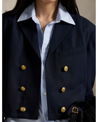 Double Breasted Cropped Wool Jacket