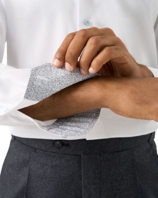 Signature Twill Solid Slim Fit Dress Shirt with Floral Detail