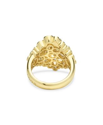 18K Yellow Gold Fizz Diamond Bezel Cluster Statement Ring