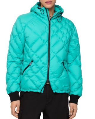  Check-stitch Nylon Hooded Puffer Jacket