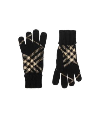 Check Cashmere Blend Gloves
