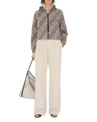 Cropped Reversible Check Hooded Jacket