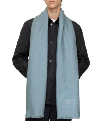  Wide Check Wool Silk Scarf