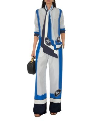 Slim Fit Knight Stamp Box Silk Scarf Shirt