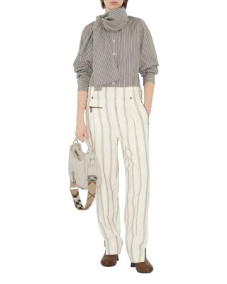 Striped Cotton Scarf Shirt