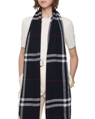  Wide Check Wool Scarf