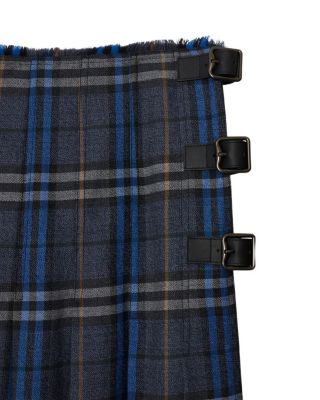 Check Wool Midi Kilt Skirts