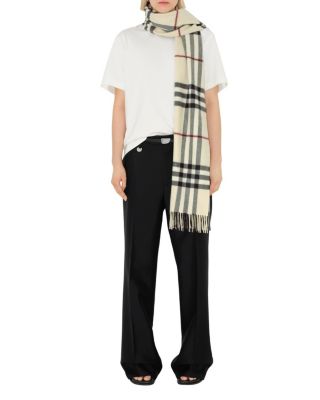 Wide Check Cashmere Scarf