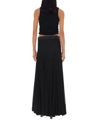  Pleated Crepe Jersey Maxi Skirt