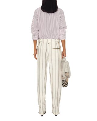 Striped Silk Blend Tailored Trousers
