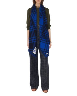  Wide Check Wool Silk Scarf