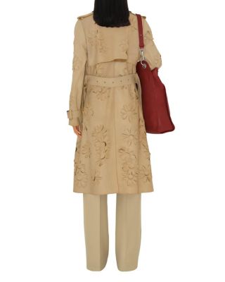 Long Cutout Daisy Suede Trench Coat