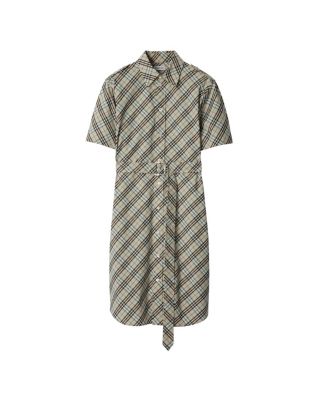 Check Cotton Shirt Dress