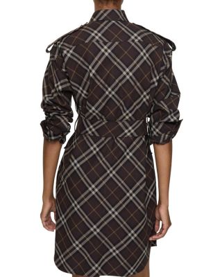 Check Cotton Flannel Shirt Dress