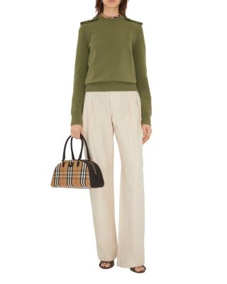  Check Epaulette Wool Cashmere Blend Sweater