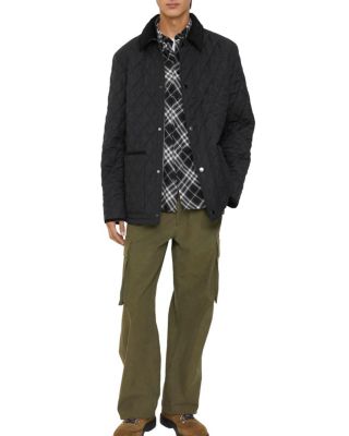  Micro Check-stitch Nylon Blend Bomber Jacket