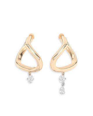 Shahla Karimi From The Luxe Collection Certified Lab Grown Diamond Pear & Cushion Asymmetric Gaude Curve Dangle Ho In Gold