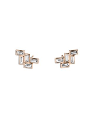 Shahla Karimi From The Luxe Collection Certified Lab Grown Diamond Mid Century Fallingwater Large Baguette Studs I In Gold