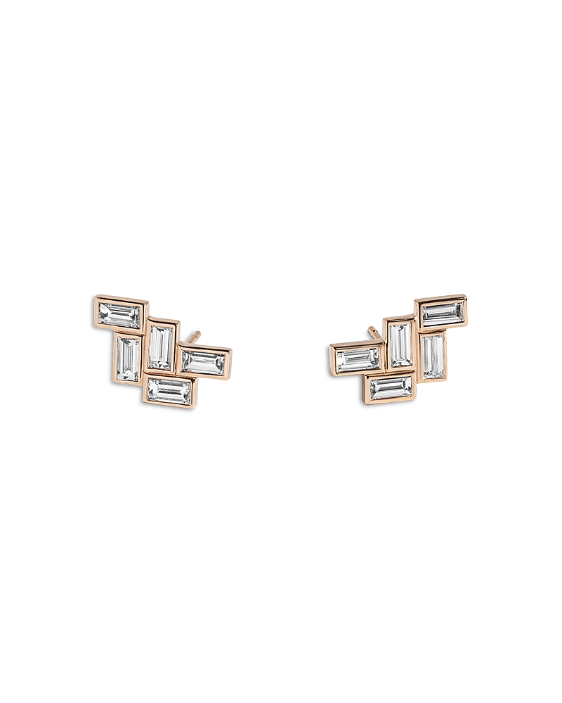 Shahla Karimi From The Luxe Collection Certified Lab Grown Diamond Mid Century Fallingwater Large Baguette Studs I In Gold