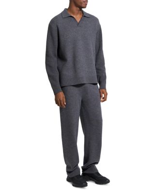 Open Collar Merino Wool Polo Sweater