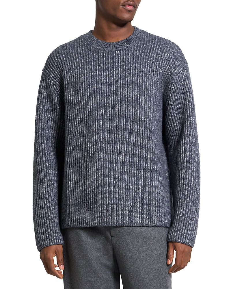 Theory Wool Blend Crewneck Sweater In Gray