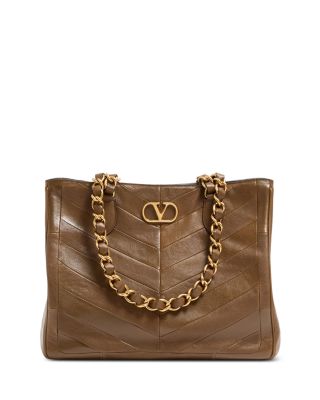 Laseine VLogo Leather Tote Bag