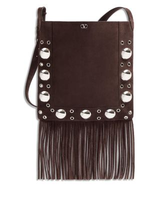 Nellc&amp;ocirc;te Medium VLogo Fringed Suede Shoulder Bag