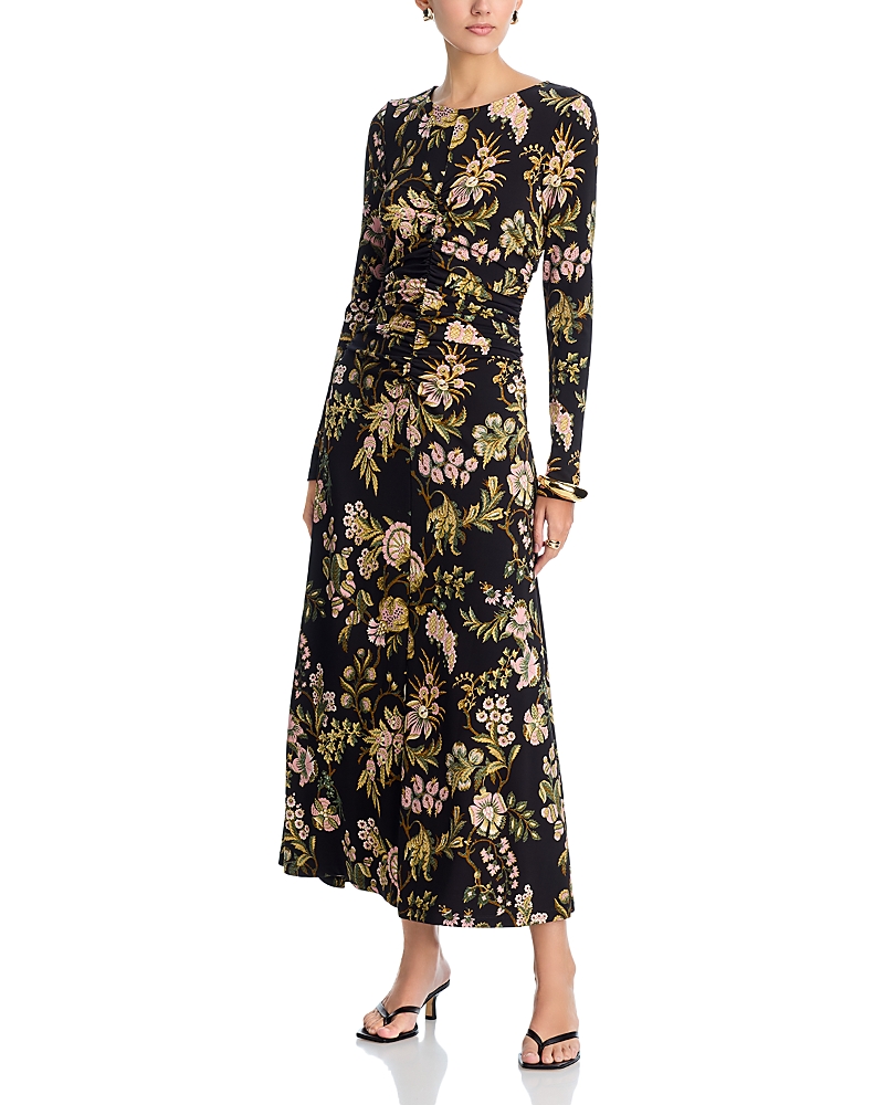 Cara Cara Maisy Ruched Midi Dress in Clover Black