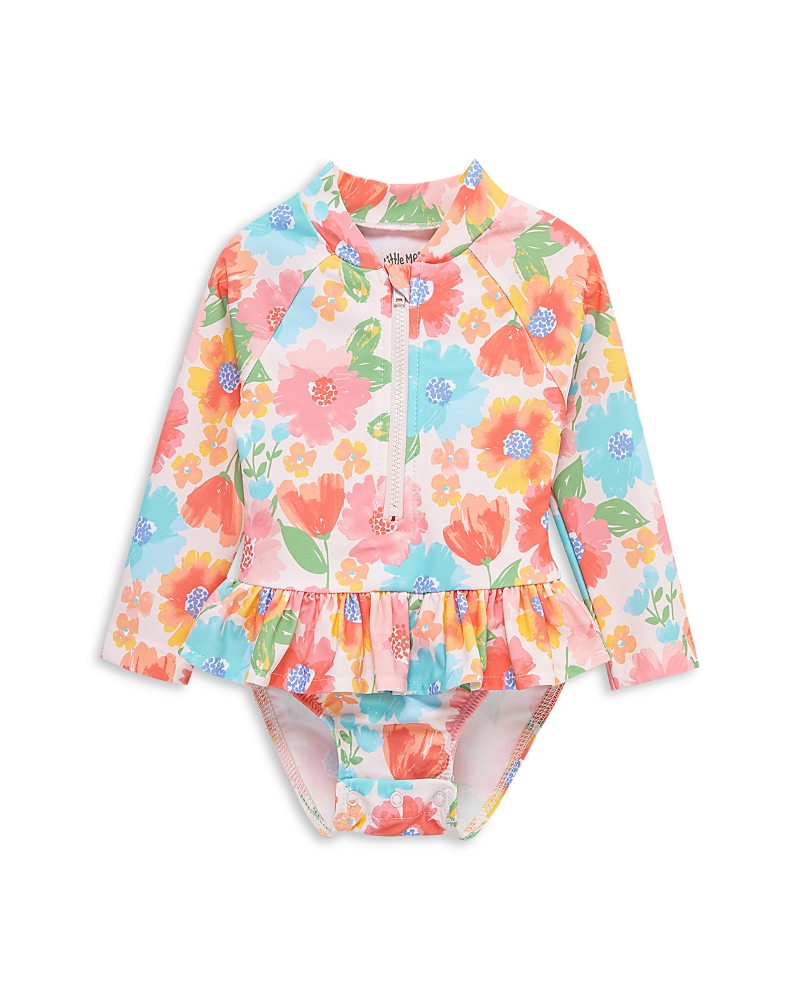 Little Me Girls' Multi Floral Rash Guard One Piece Swimsuit - Baby In Multi