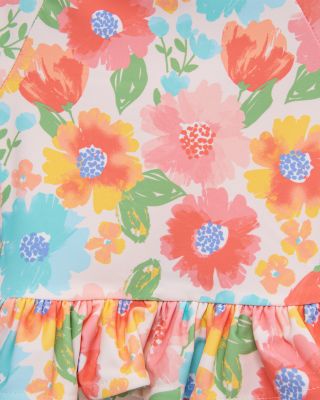 Girls' Multi Floral Rash Guard One Piece Swimsuit - Baby