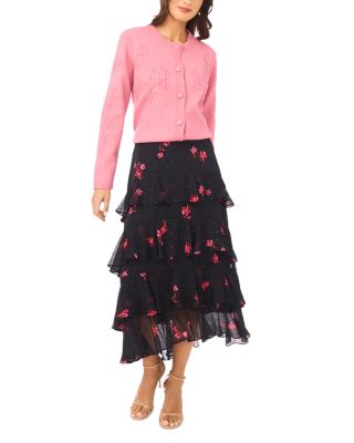 Tiered Ruffle Flounce Midi Skirt